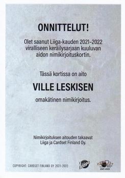 2021-22 Cardset Finland - Signature #NNO Ville Leskinen Back