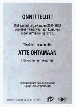 2021-22 Cardset Finland - Signature #NNO Atte Ohtamaa Back