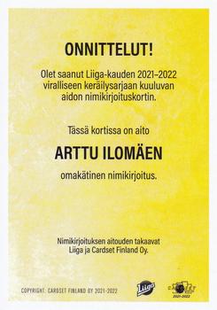 2021-22 Cardset Finland - Signature #NNO Arttu Ilomäki Back