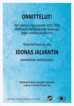 2021-22 Cardset Finland - Signature #NNO Joonas Jalvanti Back