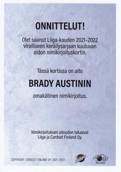 2021-22 Cardset Finland - Signature #NNO Brady Austin Back
