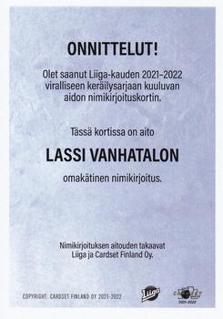 2021-22 Cardset Finland - Signature #NNO Lassi Vanhatalo Back