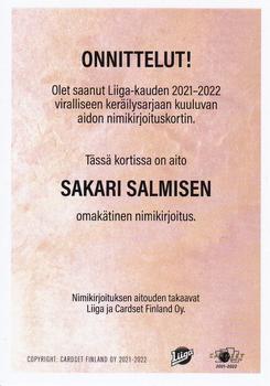 2021-22 Cardset Finland - Signature #NNO Sakari Salminen Back
