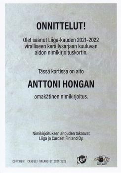 2021-22 Cardset Finland - Signature #NNO Anttoni Honka Back