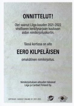 2021-22 Cardset Finland - Signature #NNO Eero Kilpeläinen Back