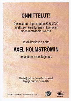 2021-22 Cardset Finland - Signature #NNO Axel Holmström Back