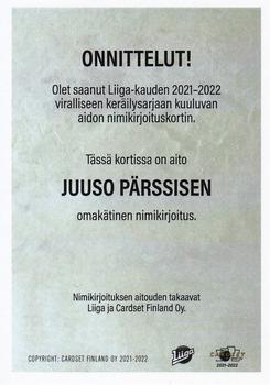 2021-22 Cardset Finland - Signature #NNO Juuso Pärssinen Back