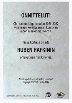 2021-22 Cardset Finland - Signature #NNO Ruben Rafkin Back