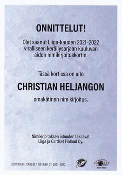 2021-22 Cardset Finland - Signature Limited Edition #NNO Christian Heljanko Back