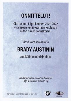 2021-22 Cardset Finland - Signature Limited Edition #NNO Brady Austin Back