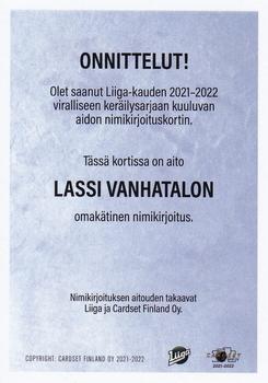 2021-22 Cardset Finland - Signature Limited Edition #NNO Lassi Vanhatalo Back