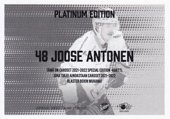 2021-22 Cardset Finland - Limited Edition #NNO Joose Antonen Back