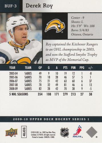 2009-10 Upper Deck - Arena Giveaway Buffalo Sabres #BUF-3 Derek Roy Back