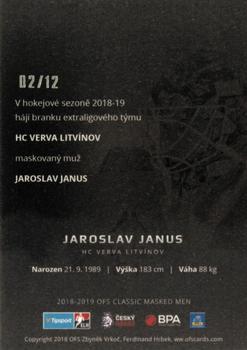 2018-19 OFS Classic Série I - Masked Men Ice Water #25 Jaroslav Janus Back