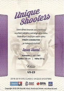 2018-19 OFS Classic Série I - Unique Shooters #US-23 Ivan Huml Back