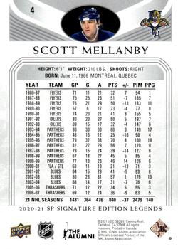 2020-21 SP Signature Edition Legends #4 Scott Mellanby Back