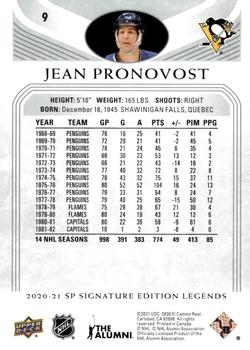 2020-21 SP Signature Edition Legends #9 Jean Pronovost Back