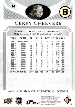 2020-21 SP Signature Edition Legends #14 Gerry Cheevers Back