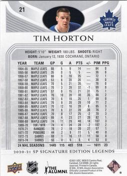 2020-21 SP Signature Edition Legends #21 Tim Horton Back