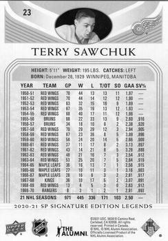 2020-21 SP Signature Edition Legends #23 Terry Sawchuk Back