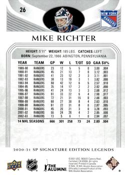 2020-21 SP Signature Edition Legends #26 Mike Richter Back