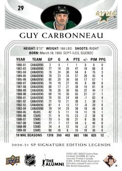 2020-21 SP Signature Edition Legends #29 Guy Carbonneau Back