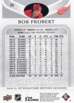 2020-21 SP Signature Edition Legends #33 Bob Probert Back