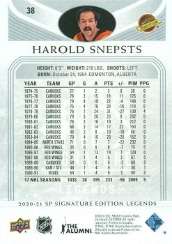 2020-21 SP Signature Edition Legends #38 Harold Snepsts Back