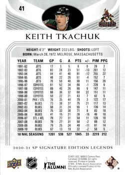 2020-21 SP Signature Edition Legends #41 Keith Tkachuk Back