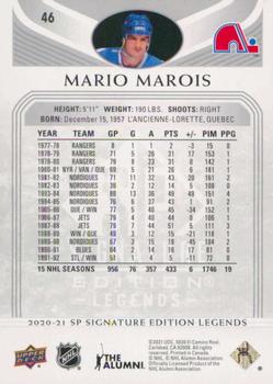2020-21 SP Signature Edition Legends #46 Mario Marois Back