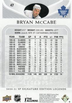 2020-21 SP Signature Edition Legends #47 Bryan McCabe Back