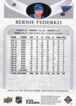 2020-21 SP Signature Edition Legends #48 Bernie Federko Back