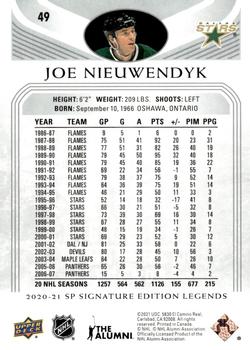 2020-21 SP Signature Edition Legends #49 Joe Nieuwendyk Back
