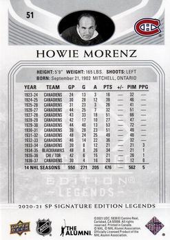 2020-21 SP Signature Edition Legends #51 Howie Morenz Back