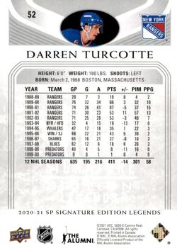 2020-21 SP Signature Edition Legends #52 Darren Turcotte Back