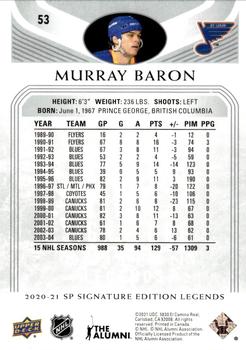 2020-21 SP Signature Edition Legends #53 Murray Baron Back