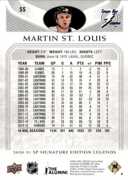 2020-21 SP Signature Edition Legends #55 Martin St. Louis Back