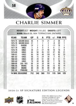 2020-21 SP Signature Edition Legends #58 Charlie Simmer Back