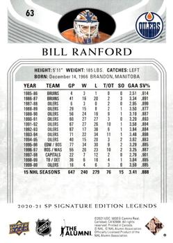 2020-21 SP Signature Edition Legends #63 Bill Ranford Back