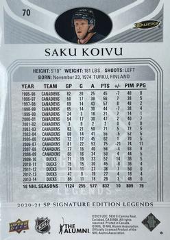 2020-21 SP Signature Edition Legends #70 Saku Koivu Back