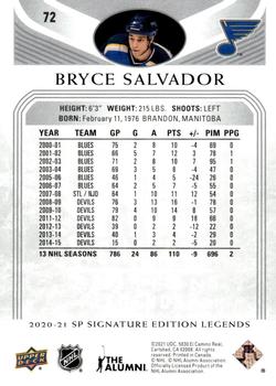 2020-21 SP Signature Edition Legends #72 Bryce Salvador Back