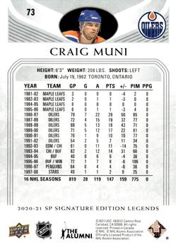 2020-21 SP Signature Edition Legends #73 Craig Muni Back