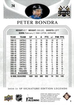 2020-21 SP Signature Edition Legends #74 Peter Bondra Back