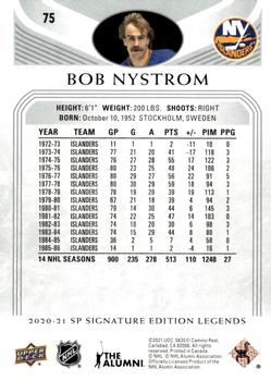 2020-21 SP Signature Edition Legends #75 Bob Nystrom Back