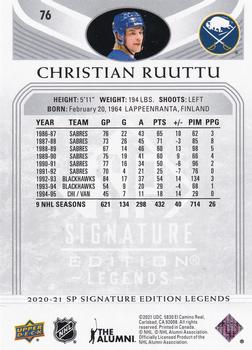 2020-21 SP Signature Edition Legends #76 Christian Ruuttu Back