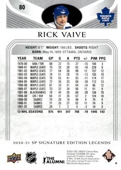 2020-21 SP Signature Edition Legends #80 Rick Vaive Back