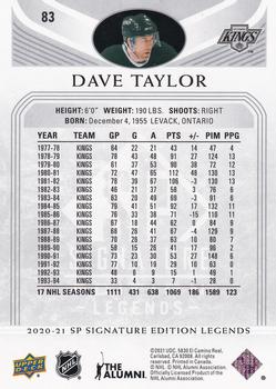 2020-21 SP Signature Edition Legends #83 Dave Taylor Back