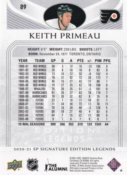 2020-21 SP Signature Edition Legends #89 Keith Primeau Back
