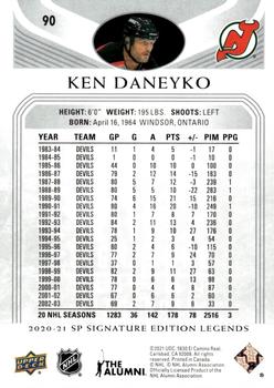 2020-21 SP Signature Edition Legends #90 Ken Daneyko Back