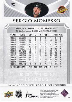 2020-21 SP Signature Edition Legends #92 Sergio Momesso Back